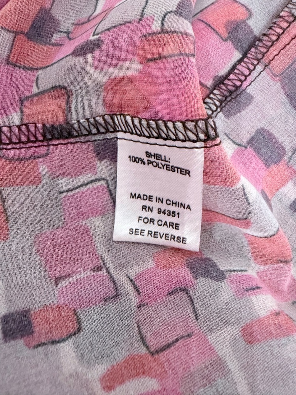 Jade Melody Tam Pink Abstract Print Blouse Sheer Top Size Medium - Picture 6 of 10
